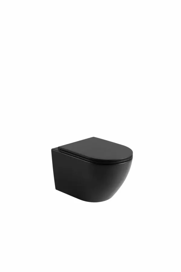 WC suspendu design noir mat avec bidet + siège WC soft close inclus. REF 895MATTBLACK