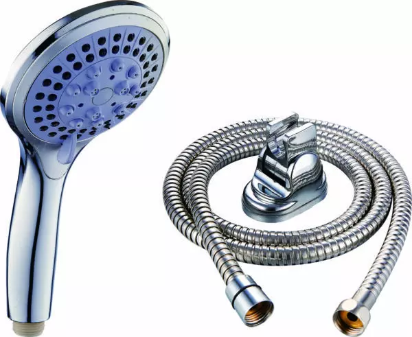 Set complet de douche chrome (pommeau, flexible, support) (REF SH073)