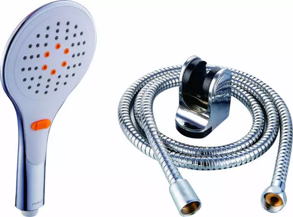 Set complet de douche chrome (pommeau, flexible, support) (REF SH081)
