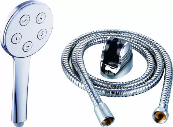 Set complet de douche chrome (pommeau, flexible, support) (REF SH082)