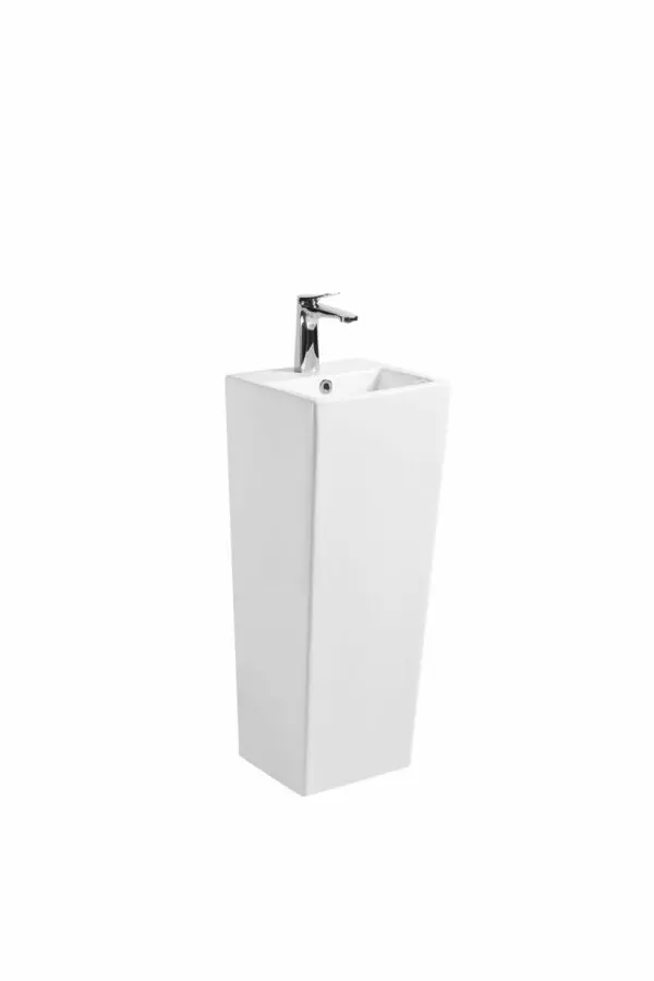 Vasque céramique sur pied design carré blanc REF 2865