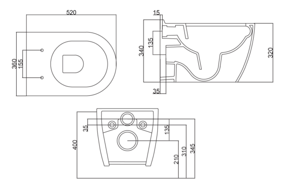 WC suspendu Auva rimless + siège WC soft close inclus. REF AURDAK04 – Image 4